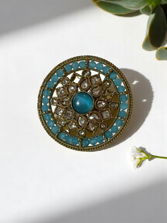 SEA BLUE ILINA KUNDAN RINGS