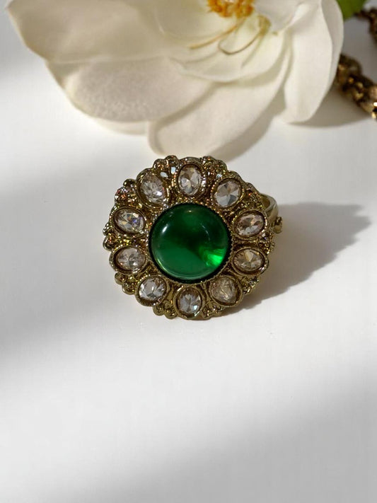 GREEN ERISHA KUNDAN RINGS