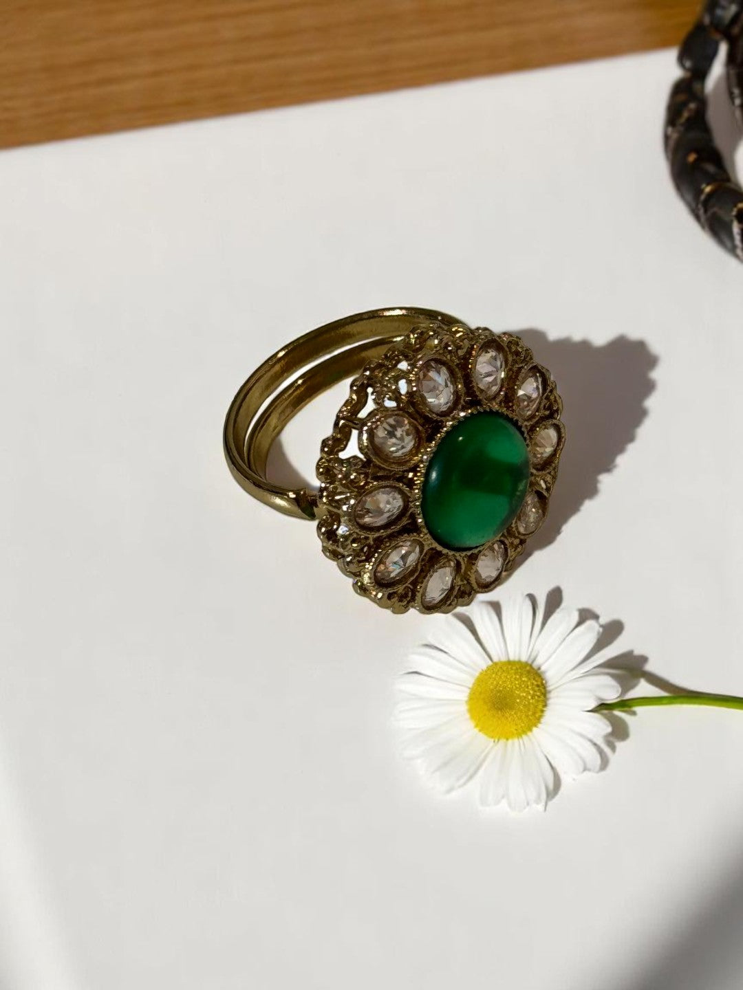 GREEN ERISHA KUNDAN RINGS