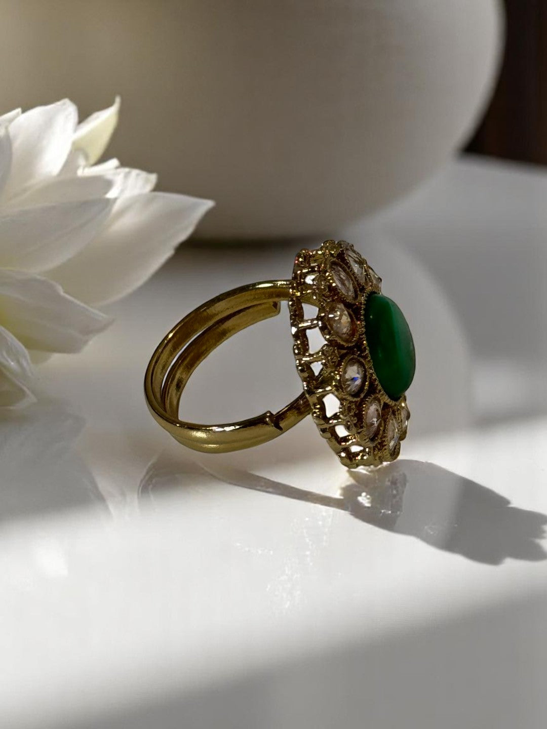 GREEN ERISHA KUNDAN RINGS