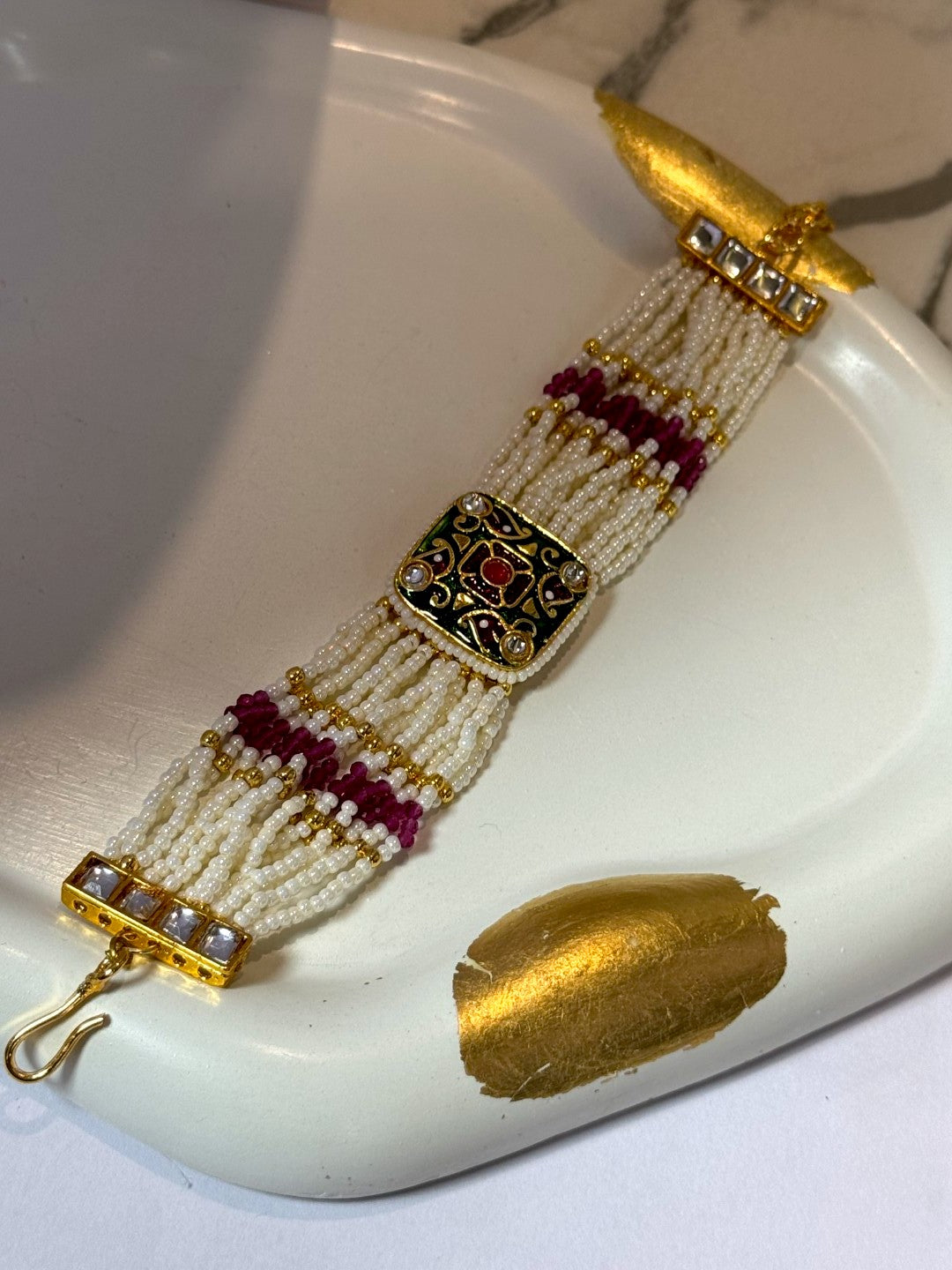 GREEN RISHTI KUNDAN BRACELET