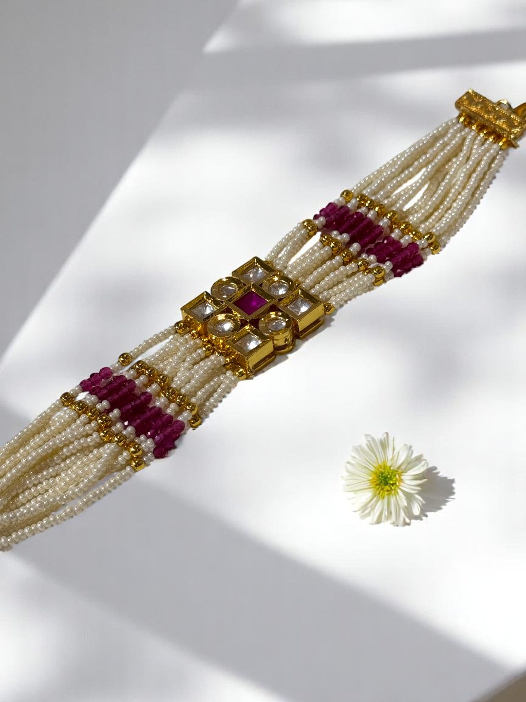 PINK ELINAA KUNDAN BRACELET