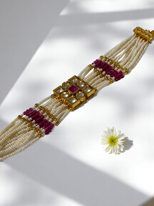 PINK ELINAA KUNDAN BRACELET