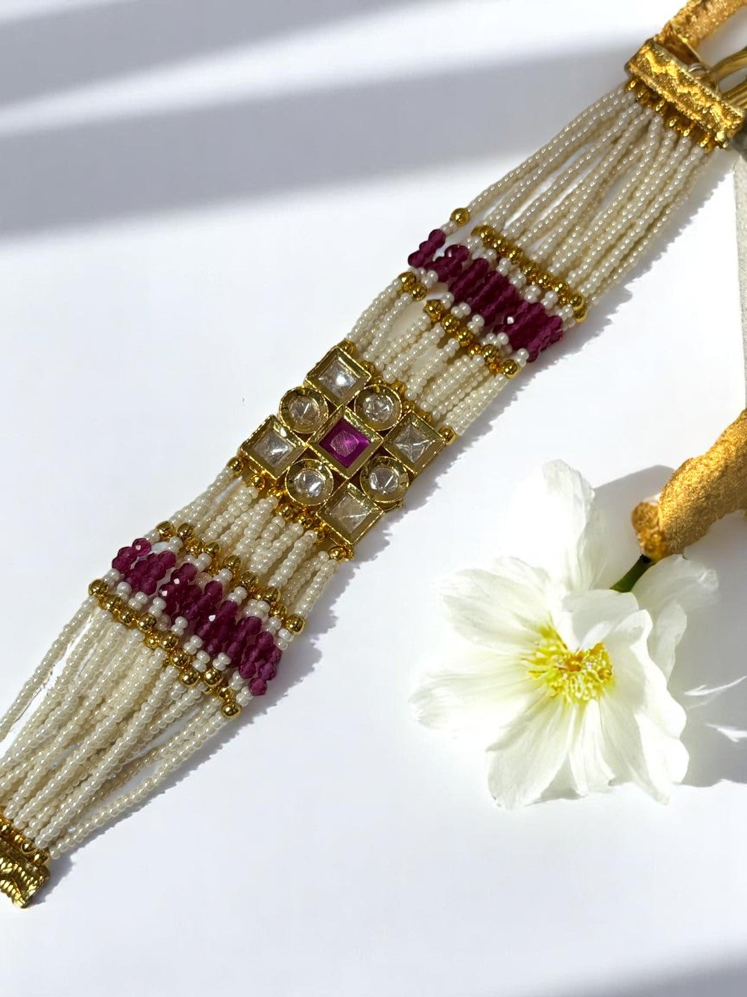 PINK ELINAA KUNDAN BRACELET