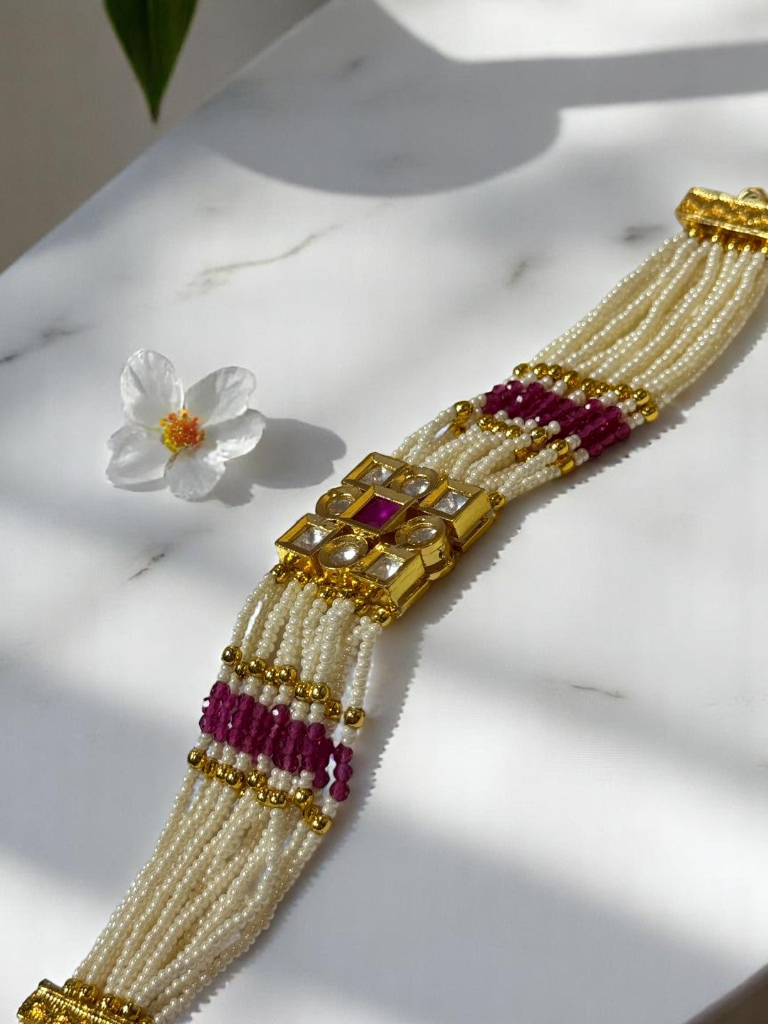 PINK ELINAA KUNDAN BRACELET