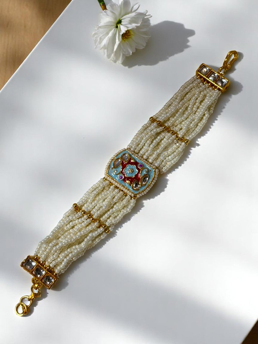 SKY BLUE ARIHA KUNDAN BRACELET