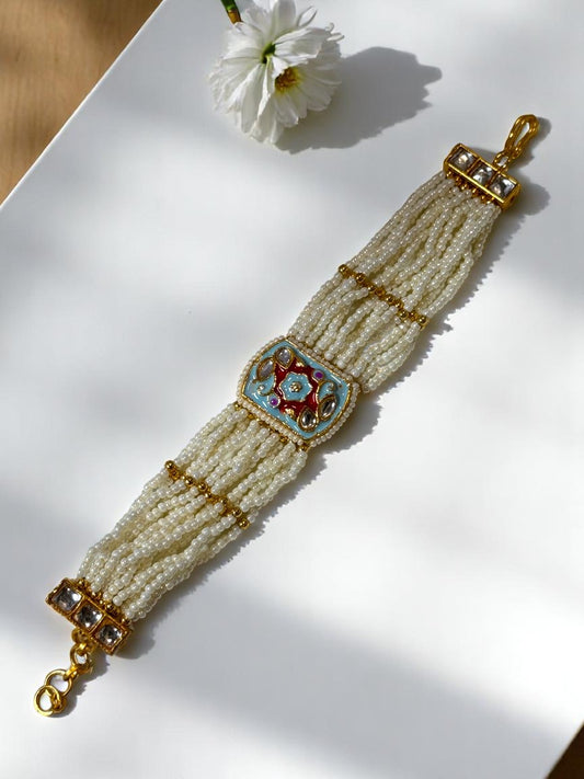 SKY BLUE ARIHA KUNDAN BRACELET