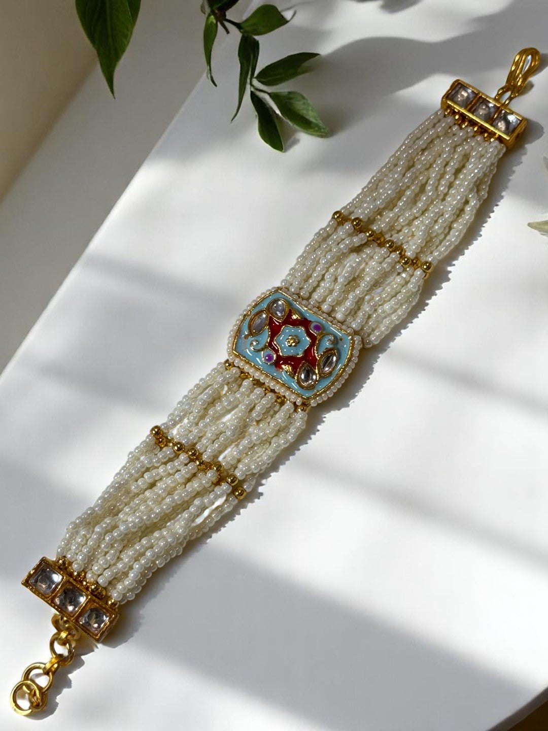 SKY BLUE ARIHA KUNDAN BRACELET
