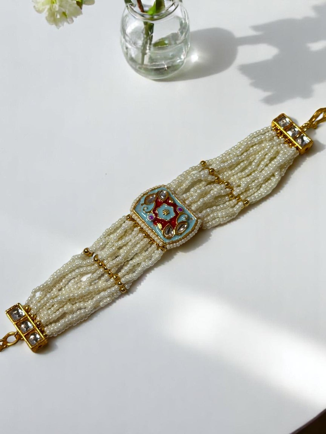 SKY BLUE ARIHA KUNDAN BRACELET
