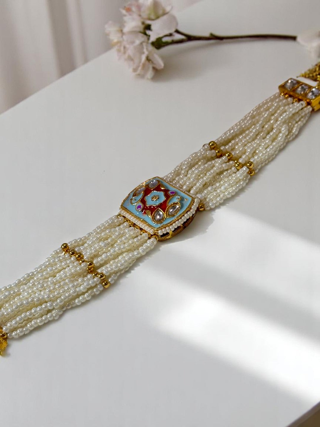 SKY BLUE ARIHA KUNDAN BRACELET