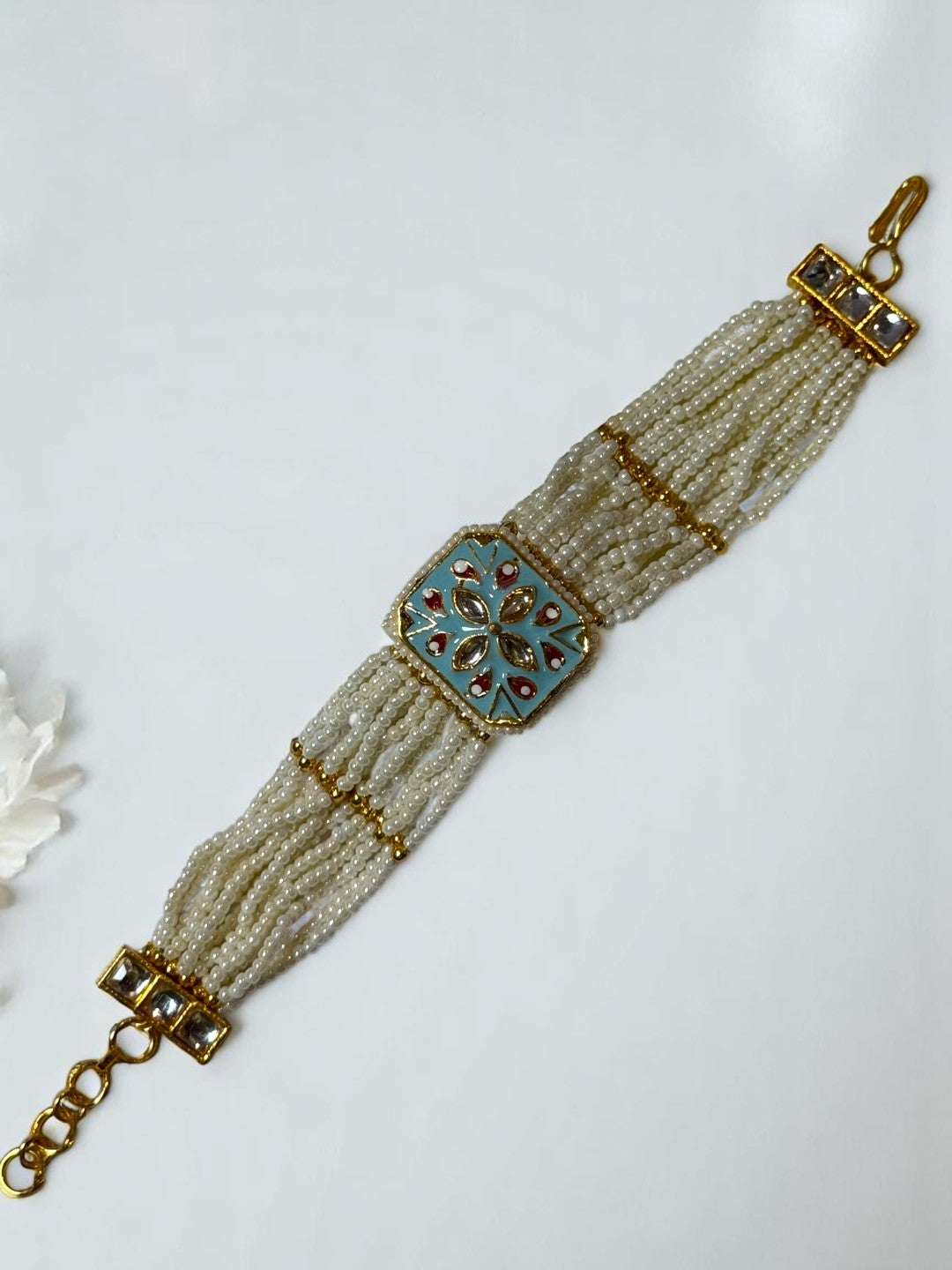 SKY BLUE IZA KUNDAN BRACELET