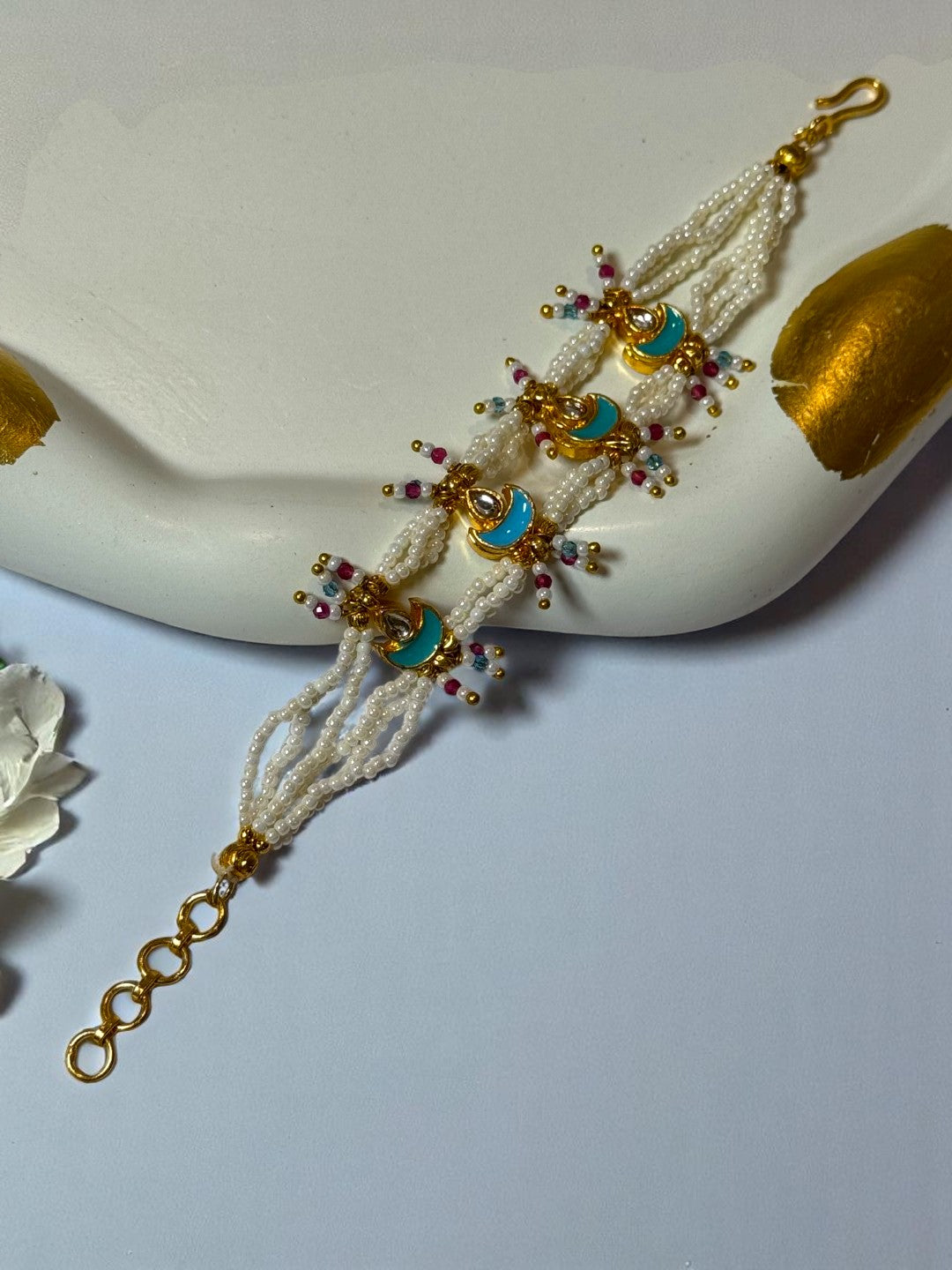 SKY BLUE GAURIKA KUNDAN BRACELET