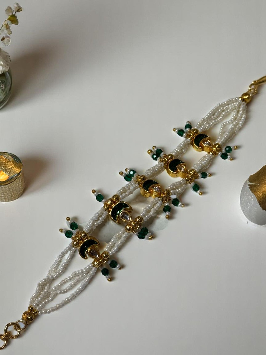 GREEN GAURIKA KUNDAN BRACELET