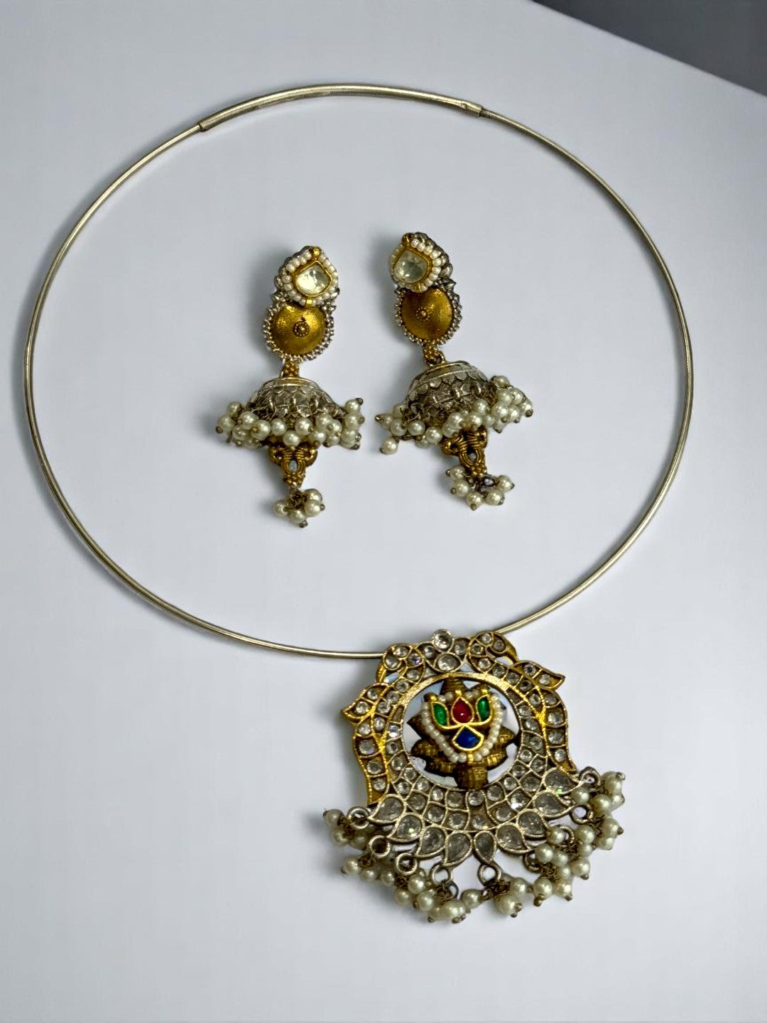 GOLDEN LILIANA GERMAN SILVER JEWELLERY SET