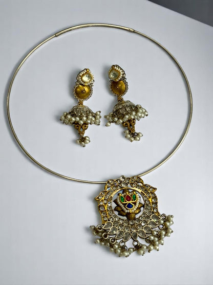 GOLDEN LILIANA GERMAN SILVER JEWELLERY SET