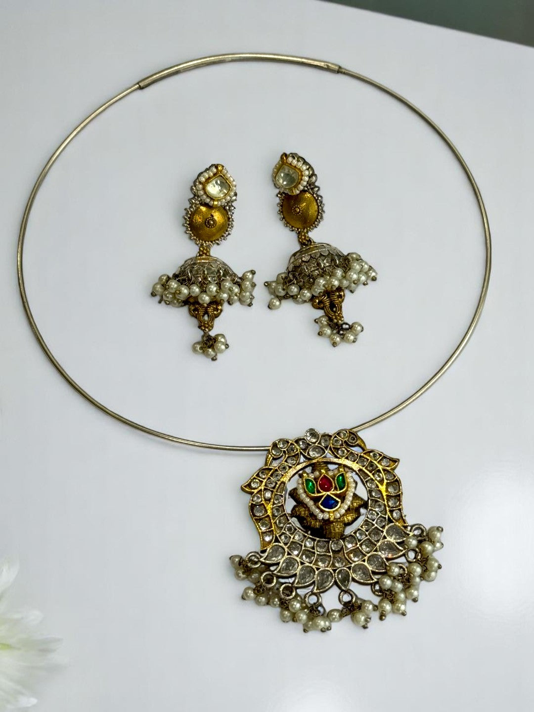 GOLDEN LILIANA GERMAN SILVER JEWELLERY SET