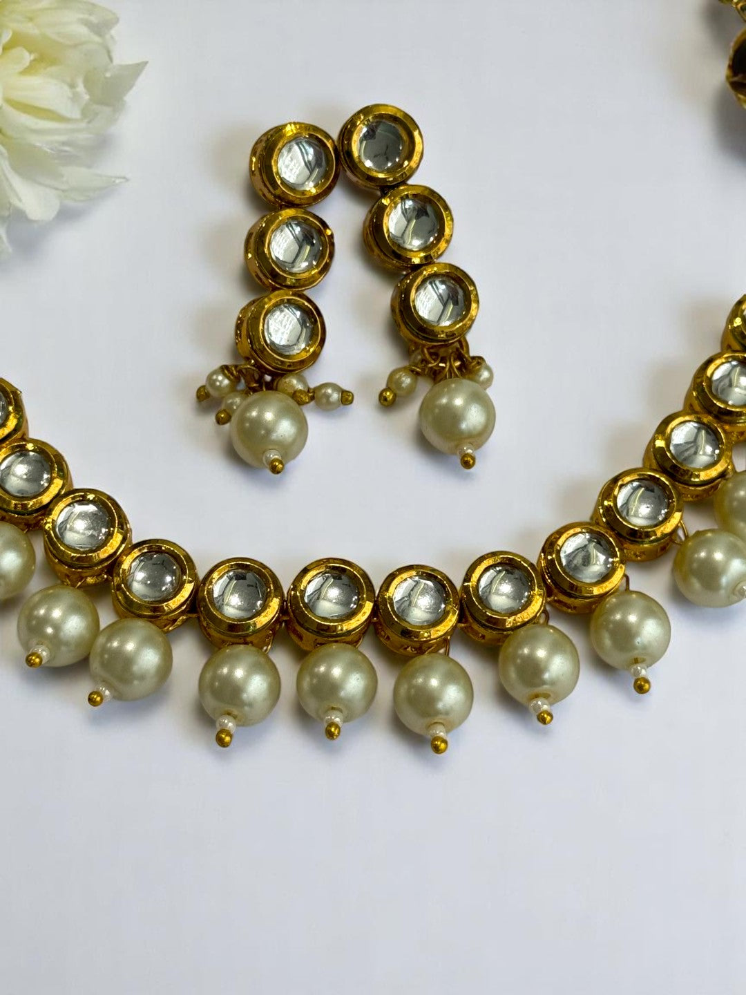 GOLDEN DOWN DROP HRIDYA KUNDAN JEWELLERY SET