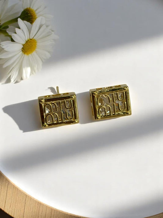GOLDEN DIAMOND MIUMIU EVIN EARRINGS