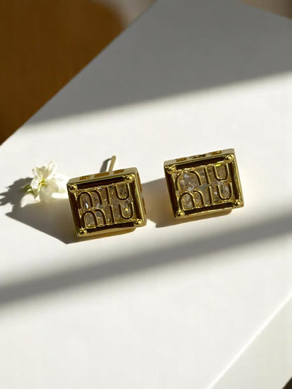 GOLDEN DIAMOND MIUMIU EVIN EARRINGS
