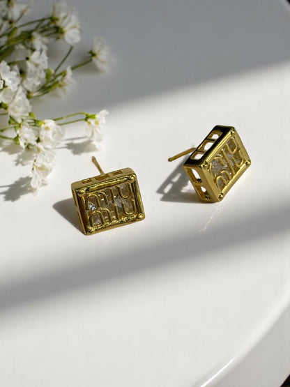 GOLDEN DIAMOND MIUMIU EVIN EARRINGS