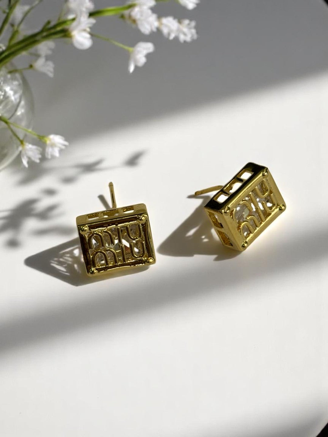 GOLDEN DIAMOND MIUMIU EVIN EARRINGS