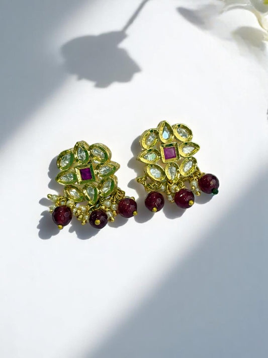 PINK INAAYA KUNDAN EARRINGS
