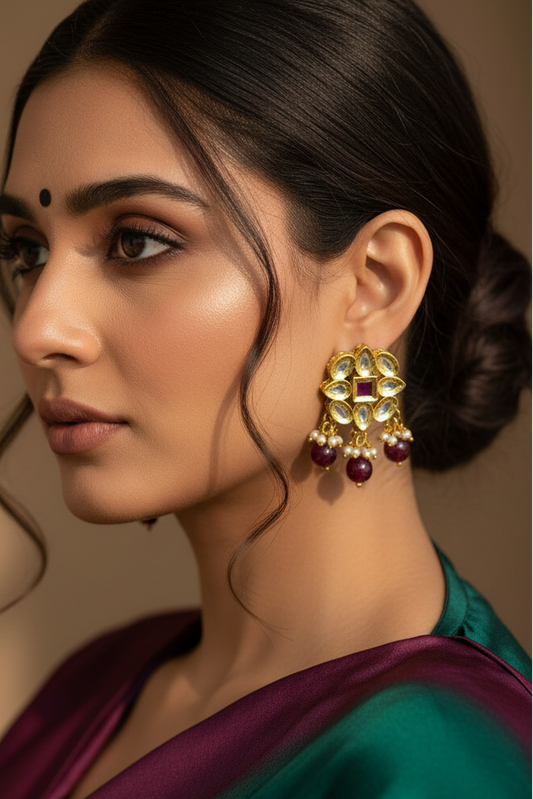 PINK INAAYA KUNDAN EARRINGS