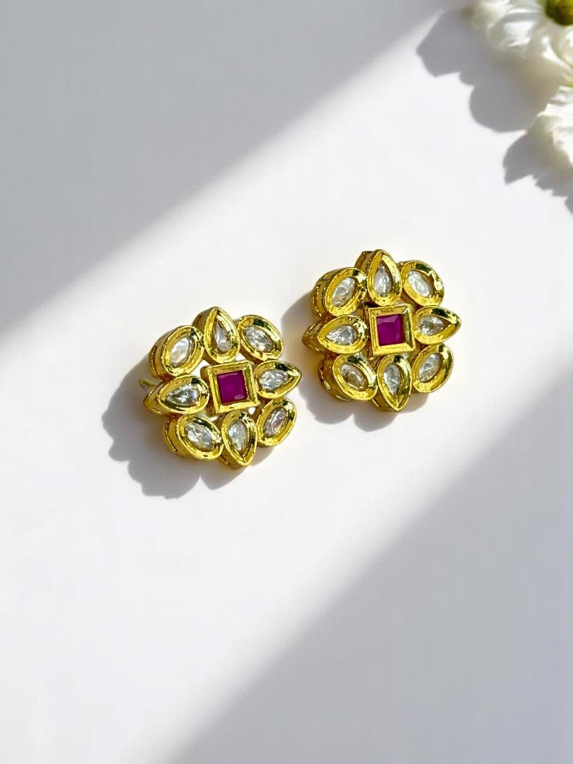 PINK JIYAA KUNDAN EARRINGS