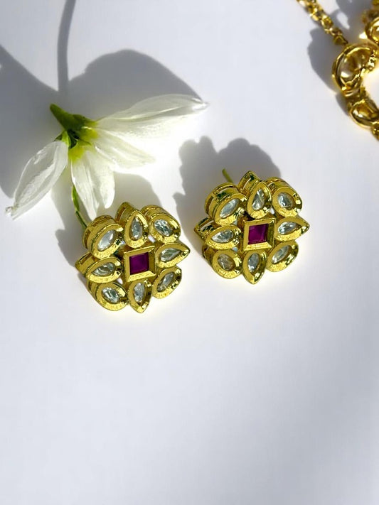PINK JIYAA KUNDAN EARRINGS