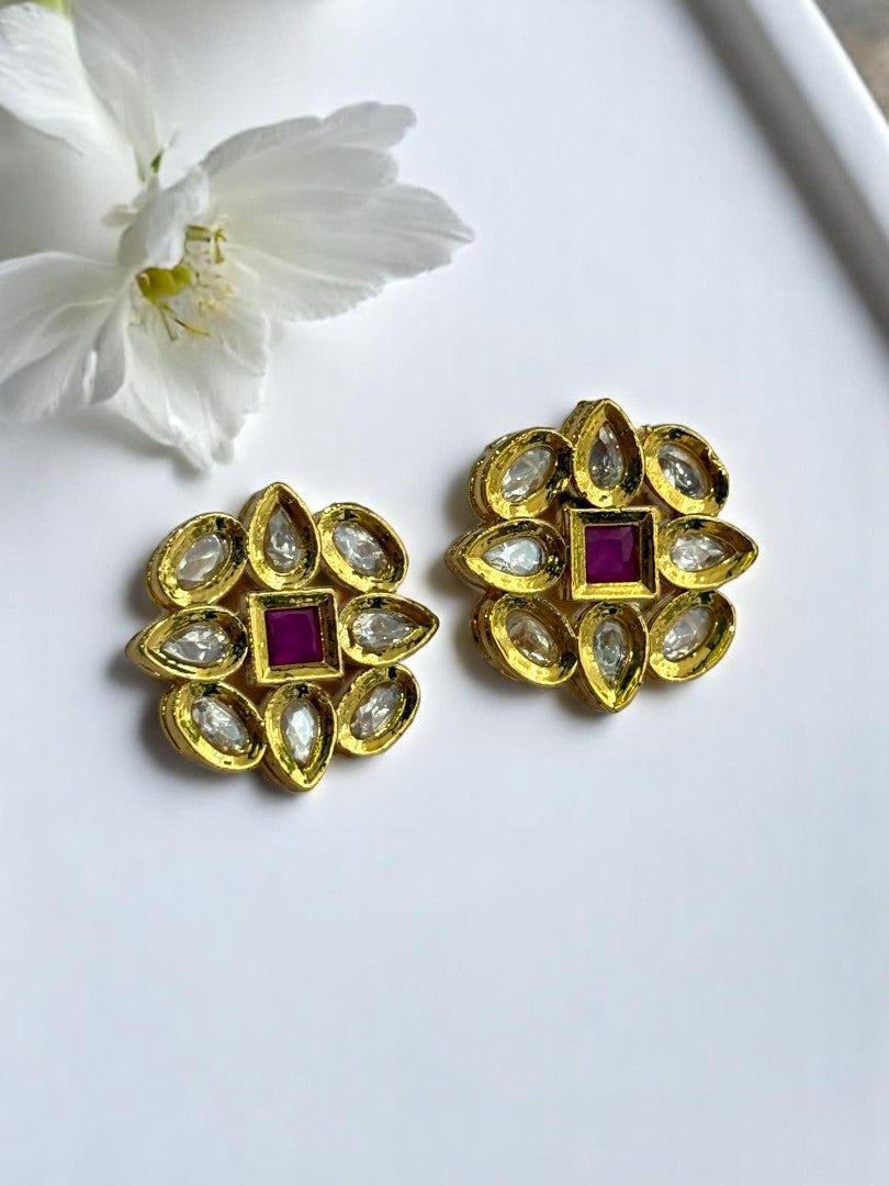 PINK JIYAA KUNDAN EARRINGS