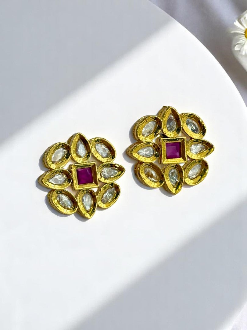 PINK JIYAA KUNDAN EARRINGS