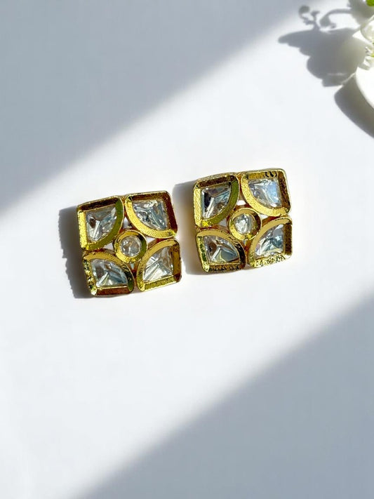 GOLDEN JASLEEN KUNDAN EARRINGS