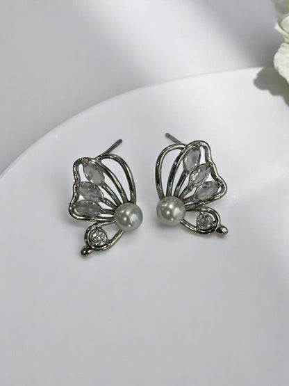 SILVER DIAMOND BUTTERFLY RYKER EARRINGS