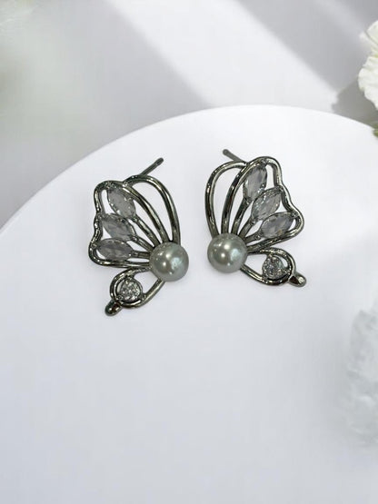 SILVER DIAMOND BUTTERFLY RYKER EARRINGS