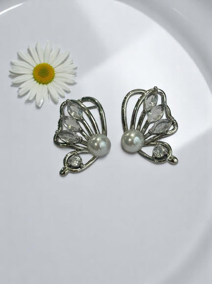 SILVER DIAMOND BUTTERFLY RYKER EARRINGS