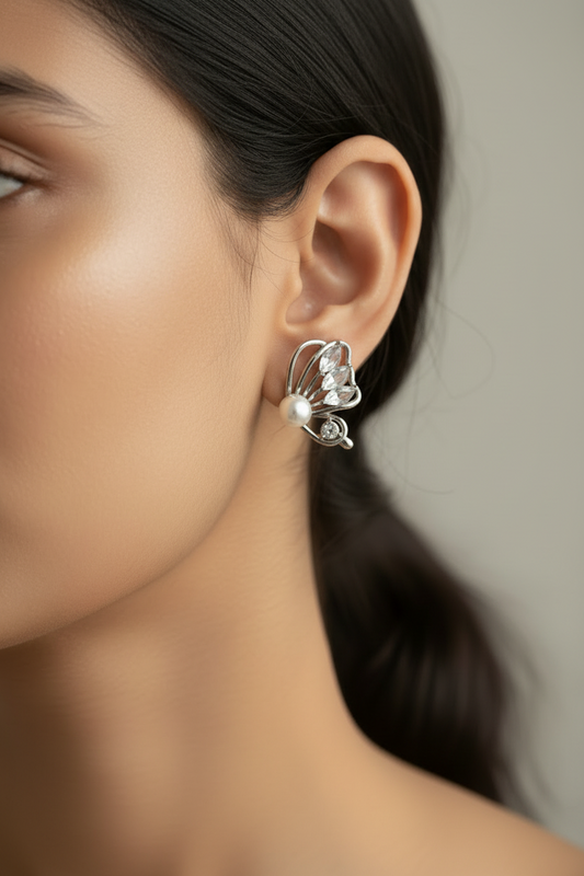 SILVER DIAMOND BUTTERFLY RYKER EARRINGS