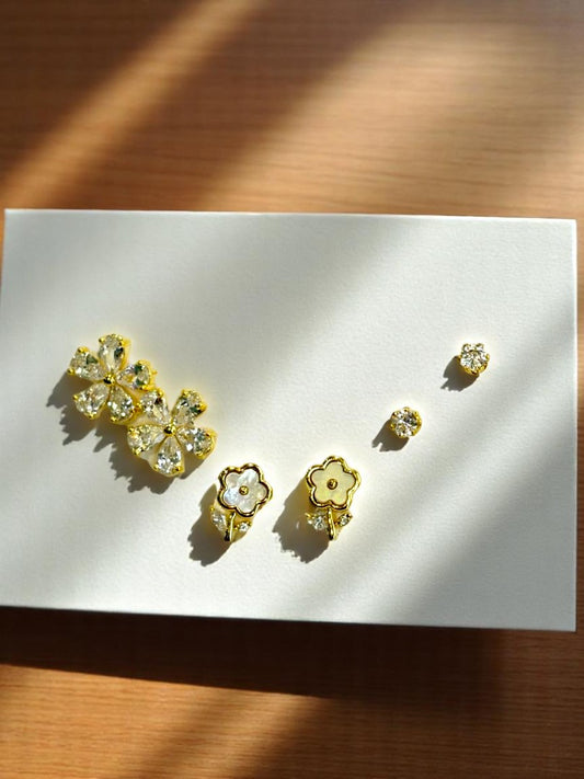 GOLDEN DIAMOND FLOWER MIGUEL EARRINGS
