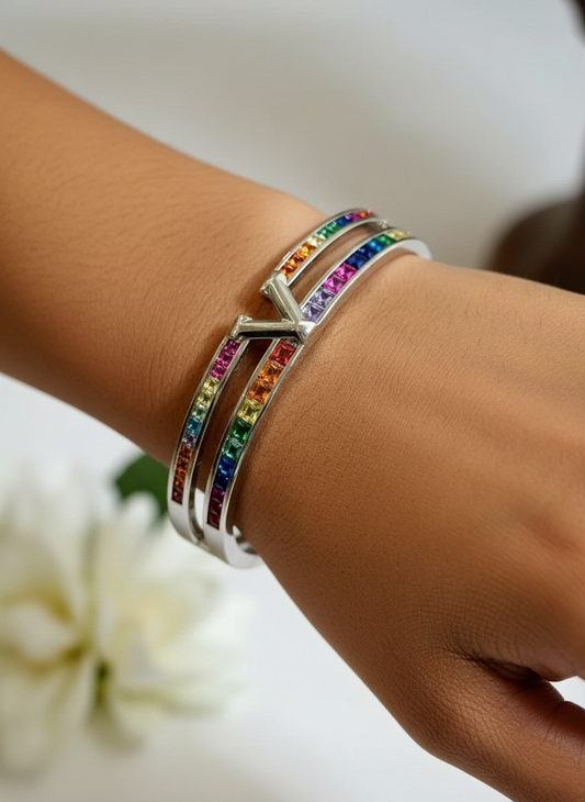 MULTI DIAMOND VALENTINO DOMINIC BRACELET (CUFF)