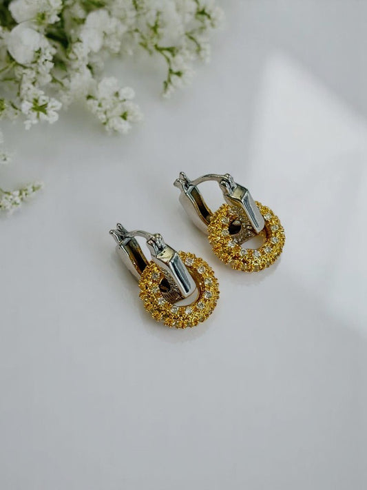DUAL TONE DIAMOND MIUMIU DONIS EARRINGS