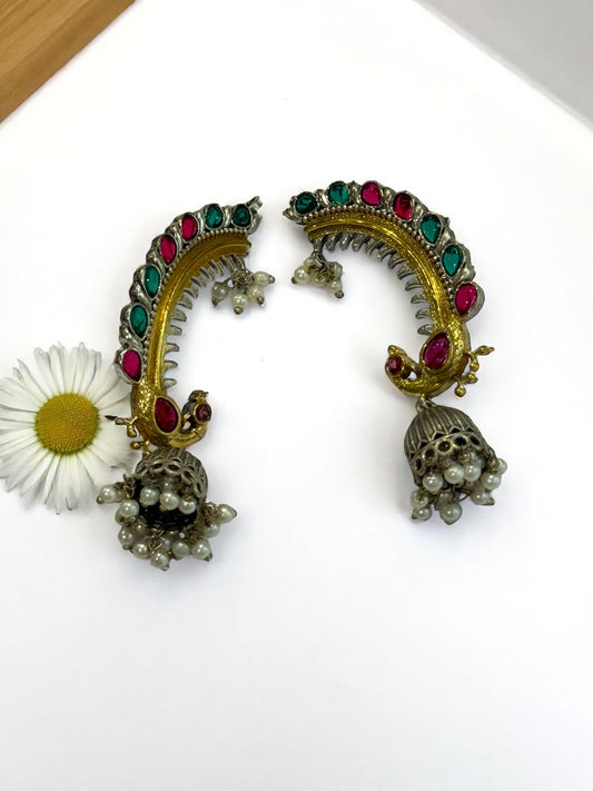 MULTI JUHI GERMAN SILVER EAR CUFF