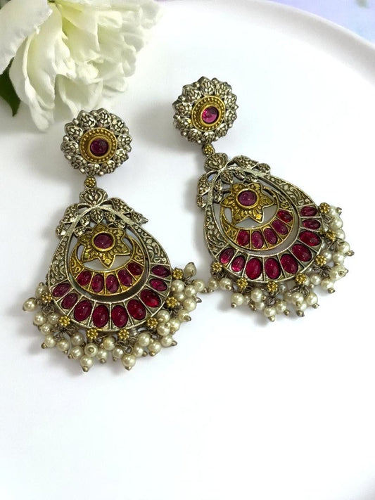 RUBY AANYA GERMAN SILVER EARRINGS