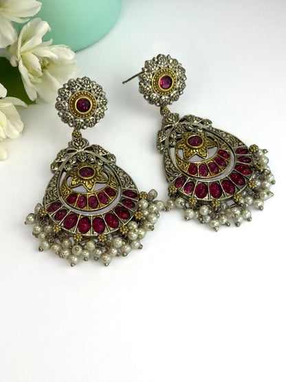 RUBY AANYA GERMAN SILVER EARRINGS