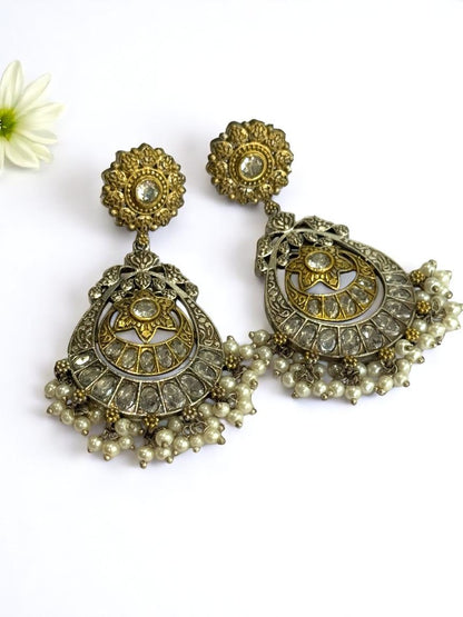 WHITE AANYA GERMAN SILVER EARRINGS