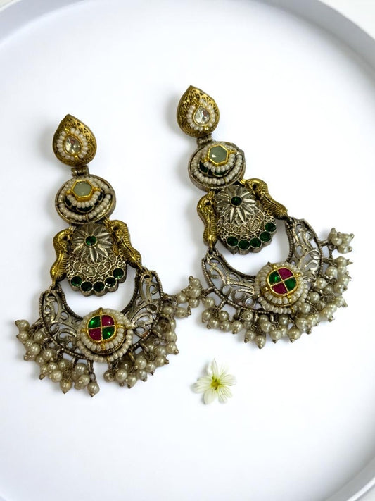 MULTI KUMUD GERMAN SILVER EARRINGS