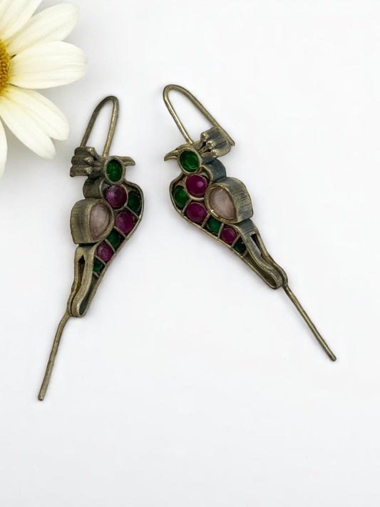 PINK PEACOCK DAIZY GERMAN SILVER EAR CUFF