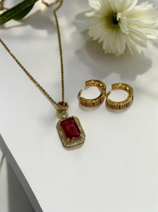 RUBY SOPHIA NECKLACE AND EARRINGS (COMBO)