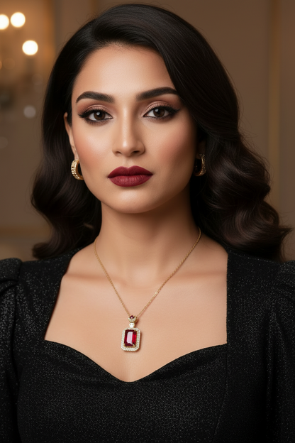 RUBY SOPHIA NECKLACE AND EARRINGS (COMBO)
