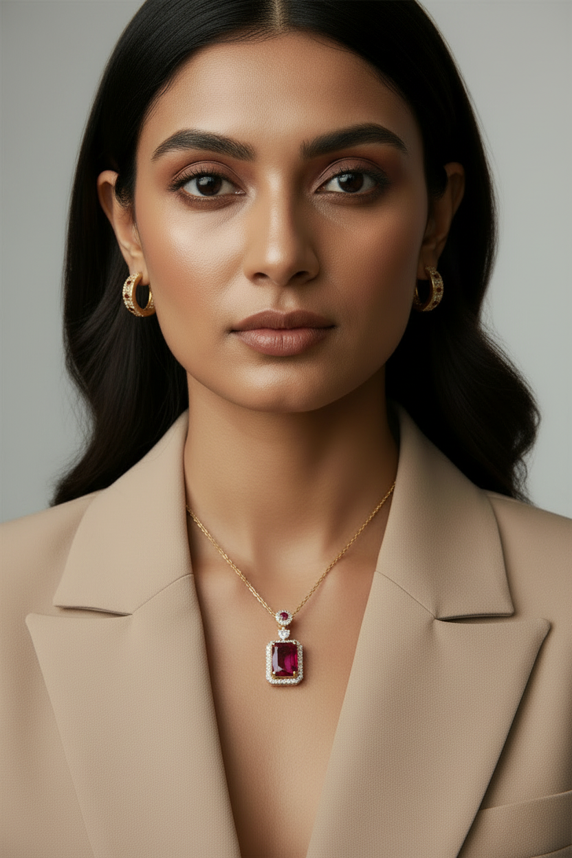 RUBY SOPHIA NECKLACE AND EARRINGS (COMBO)