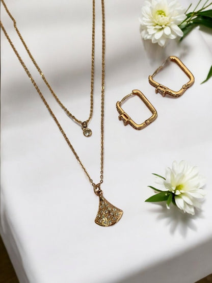 ROSE GOLD DIAMOND TWO LAYER MEHAR NECKALCE AND EARRINGS (COMBO)
