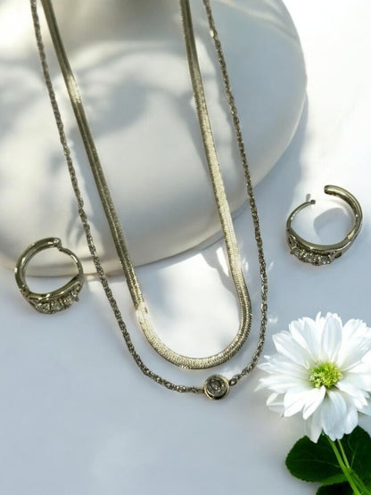 SILVER LAYER DIAMOND SHIBA NECKLACE